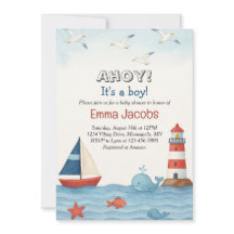 Ahoy It's a Boy Nautical Baby Shower Invitation