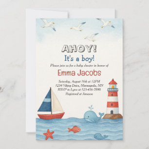 Ahoy It's a Boy Nautical Baby Shower Invitation