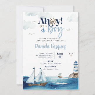 Ahoy! It's a Boy Nautical Baby Shower Invitation