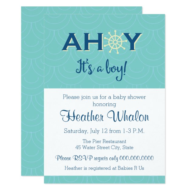 Ahoy It's A Boy Nautical Baby Shower Invitation