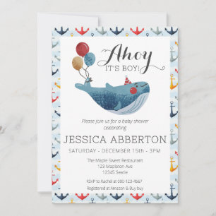 Ahoy, It's a Boy Nautical Baby Shower Invitation