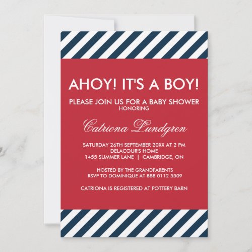 Ahoy It's a Boy Nautical Baby Shower Invitation
