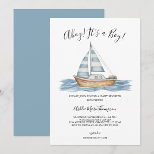 Ahoy Its A Boy Nautical Baby Shower Invitation