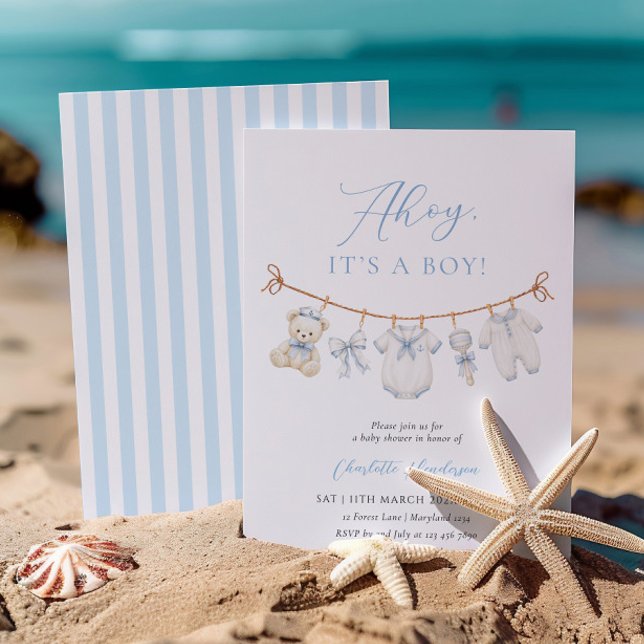 Ahoy It's a Boy Nautical Baby Shower Invitation (Creator Uploaded)