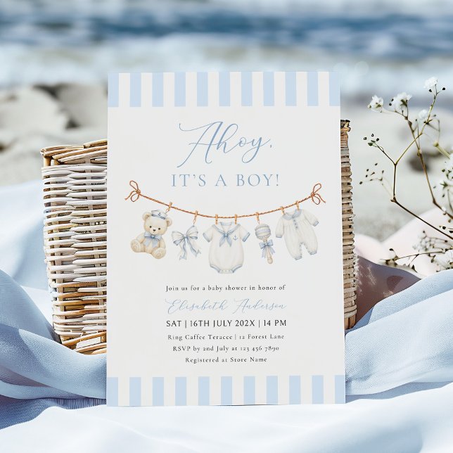 Ahoy It's a Boy Nautical Baby Shower Invitation (Creator Uploaded)