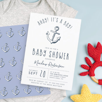 Ahoy! It's A Boy! Nautical Baby Shower Invitation by Cali_Graphics at Zazzle