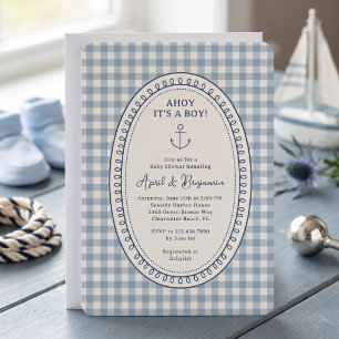 Ahoy Its a Boy Nautical Baby Shower Invitation