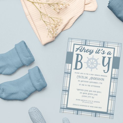 Ahoy Its A Boy Nautical Baby Shower Invitation