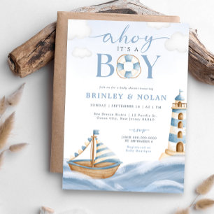 Ahoy It's a Boy Nautical Baby Shower Invitation