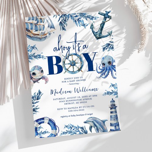 Ahoy its a Boy Nautical Baby Shower Invitation