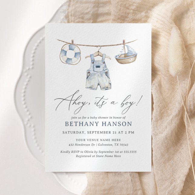 Ahoy It's a Boy Nautical Baby Shower Invitation (Creator Uploaded)
