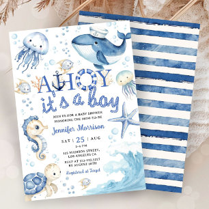 Ahoy It's a Boy Nautical Baby Shower Invitation