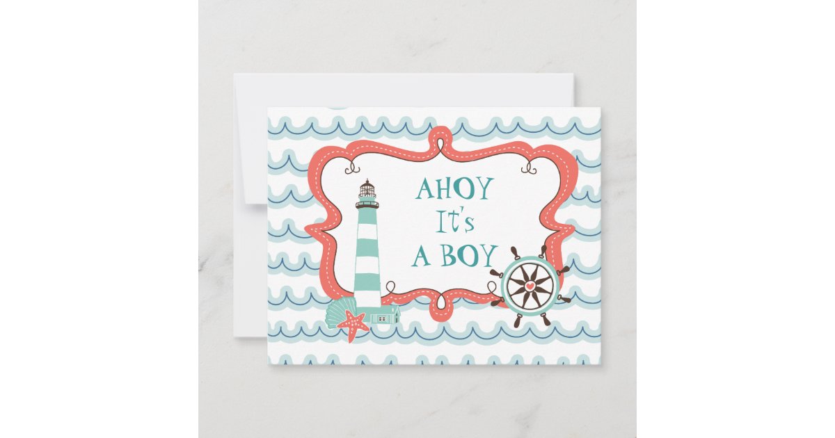 Ahoy It's a Boy Nautical Baby Shower Invitation Zazzle