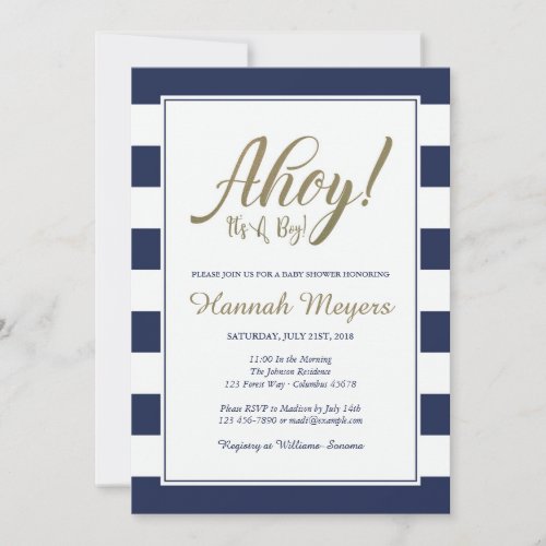 Ahoy Its A Boy  Nautical Baby Shower Invitation