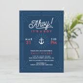 Ahoy It's A Boy | Nautical Baby Shower Invitation (Standing Front)