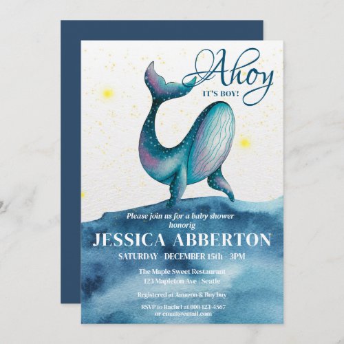 Ahoy Its a Boy Nautical Baby Shower Invitation