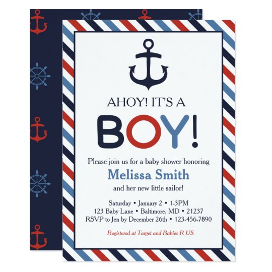 Ahoy It S A Boy Nautical Baby Shower Invitation Zazzle Ahoy It S A Boy Nautical Baby Shower Invitation