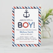 Ahoy It's a Boy Nautical Baby Shower Invitation (Standing Front)