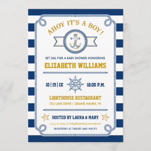Ahoy It's a Boy! Nautical Baby Shower Invitation