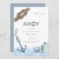 Ahoy! It's A Boy – Nautical Baby Shower Invitation