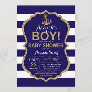 Ahoy it's a Boy! Nautical Baby Shower Invitation