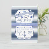 Ahoy It's a Boy Nautical Baby Shower Invitations (Standing Front)