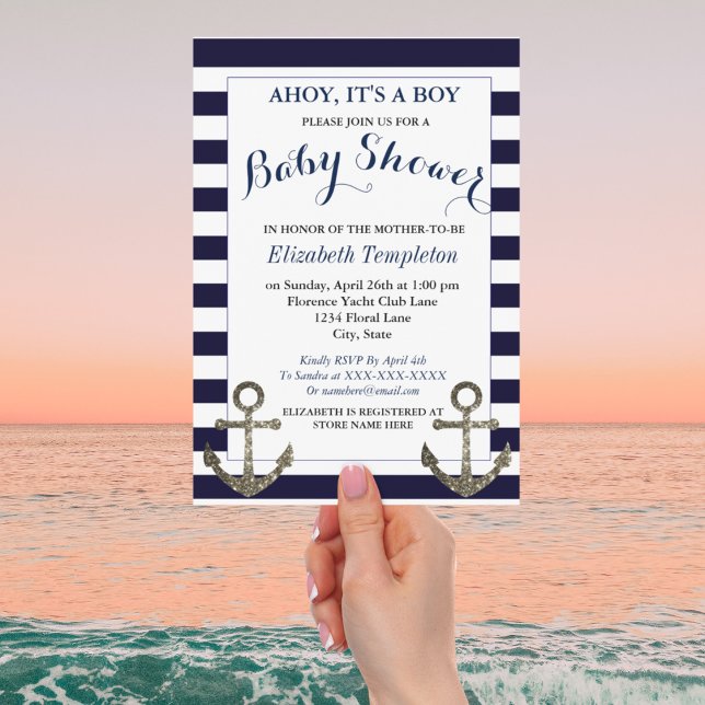 Ahoy It's a Boy Nautical Baby Shower Invitations (Creator Uploaded)