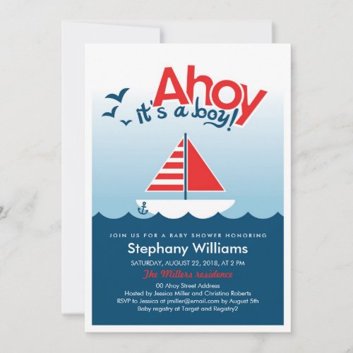 Ahoy it's a Boy Nautical Baby Shower Invite
