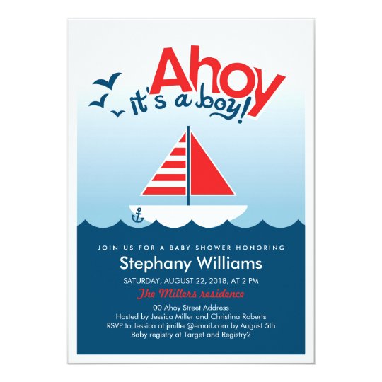 Ahoy It S A Boy Nautical Baby Shower Invite Zazzle