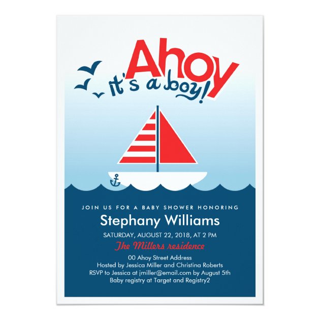 Ahoy It's A Boy Nautical Baby Shower Invite