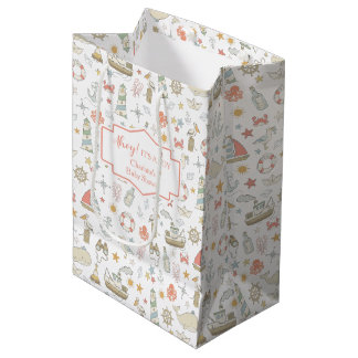Ahoy it's a Boy Nautical Baby Shower Medium Gift Bag