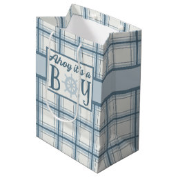 Ahoy It&#39;s A Boy Nautical Baby Shower Medium Gift Bag