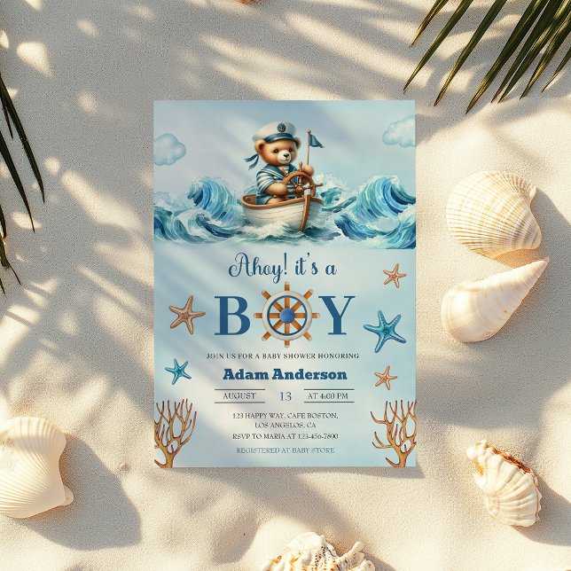 Ahoy It's a Boy Nautical Baby Shower - Modern      Invitation (Creator Uploaded)
