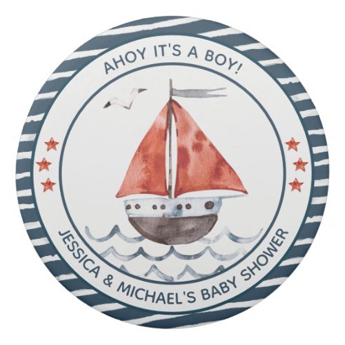 Ahoy Its A Boy Nautical Baby Shower Mom To Be Eraser