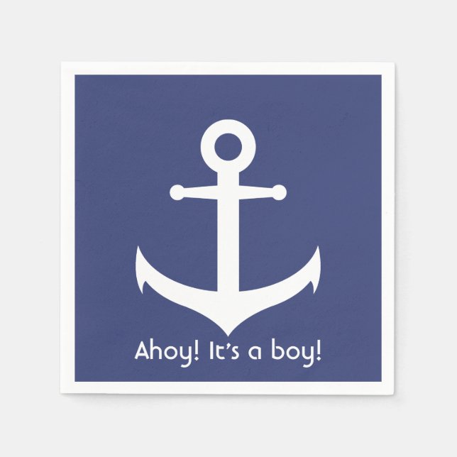 Ahoy! It's a Boy! Nautical Baby Shower Napkins (Front)