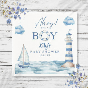 Ahoy Its A Boy Nautical Baby Shower Napkins