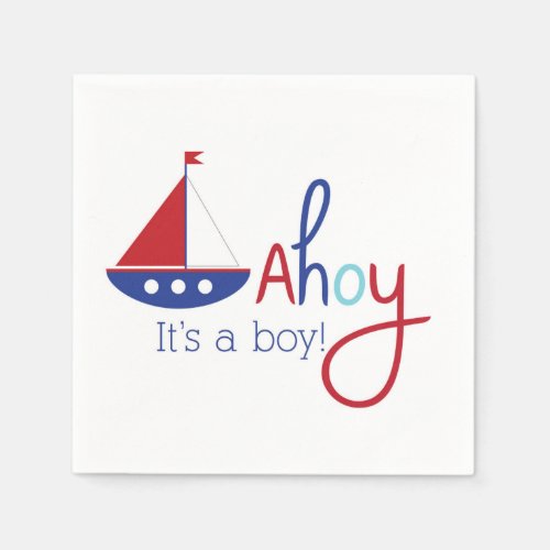 Ahoy its a boy Nautical baby shower Napkins