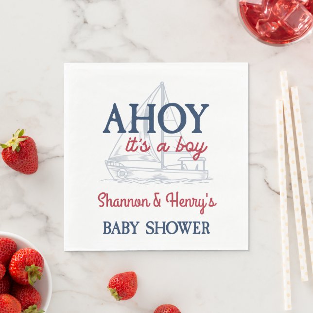 Ahoy It's a Boy Nautical Baby Shower Napkins (Insitu)