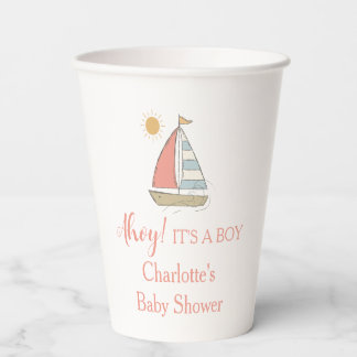 Ahoy it's a Boy Nautical Baby Shower Paper Cups