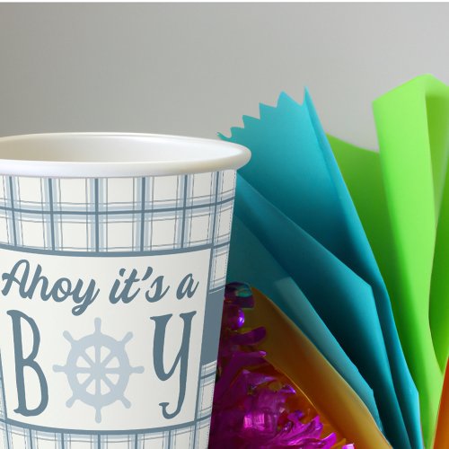 Ahoy Its A Boy Nautical Baby Shower Paper Cups