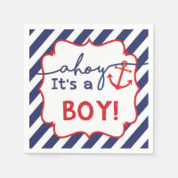 Ahoy It's a Boy! Nautical Baby Shower Paper Napkin