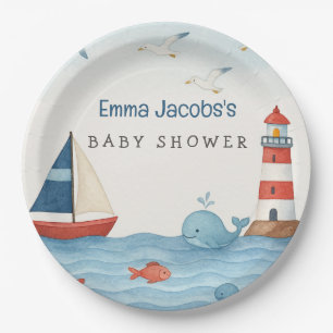 Ahoy It's a Boy Nautical Baby Shower Paper Plates