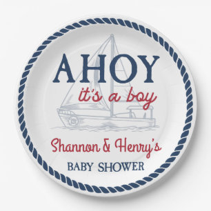 Ahoy It's a Boy Nautical Baby Shower Paper Plates