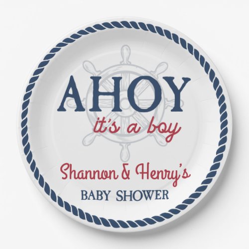 Ahoy Its a Boy Nautical Baby Shower Paper Plates