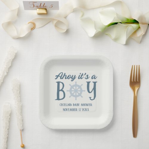 Ahoy Its A Boy Nautical Baby Shower Paper Plates