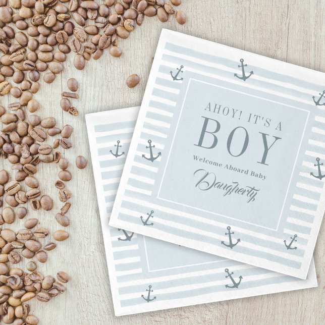 Ahoy It's a Boy Nautical Baby Shower Personalized Napkins (Creator Uploaded)