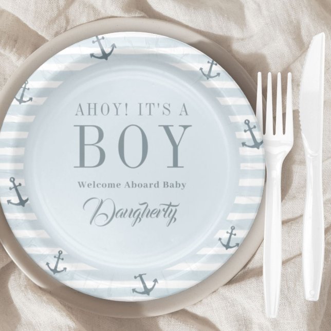 Ahoy It's a Boy Nautical Baby Shower Personalized Paper Plates (Creator Uploaded)