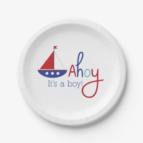 Ahoy its a boy Nautical baby shower plate