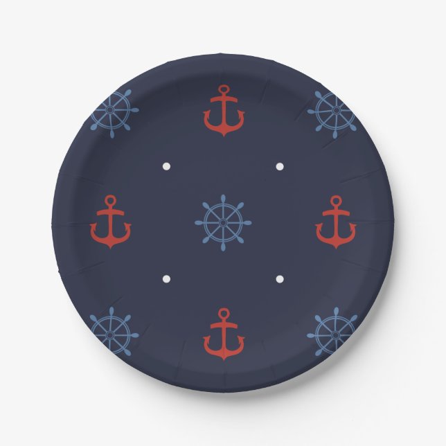 Ahoy It's a Boy Nautical Baby Shower Plates (Front)