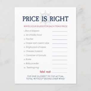 Ahoy It's a Boy Nautical Baby Shower Price Game